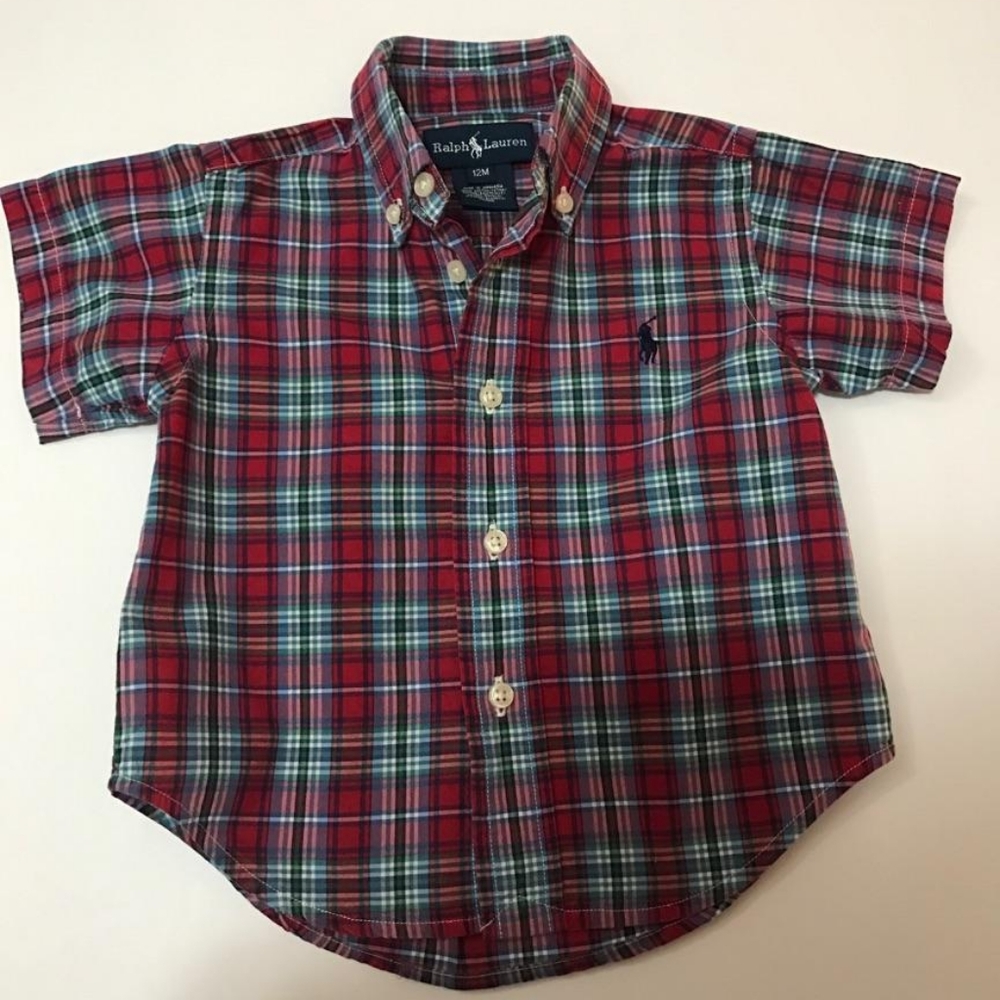 Ralph Lauren Plaid Short Sleeve Button Polo Shirt